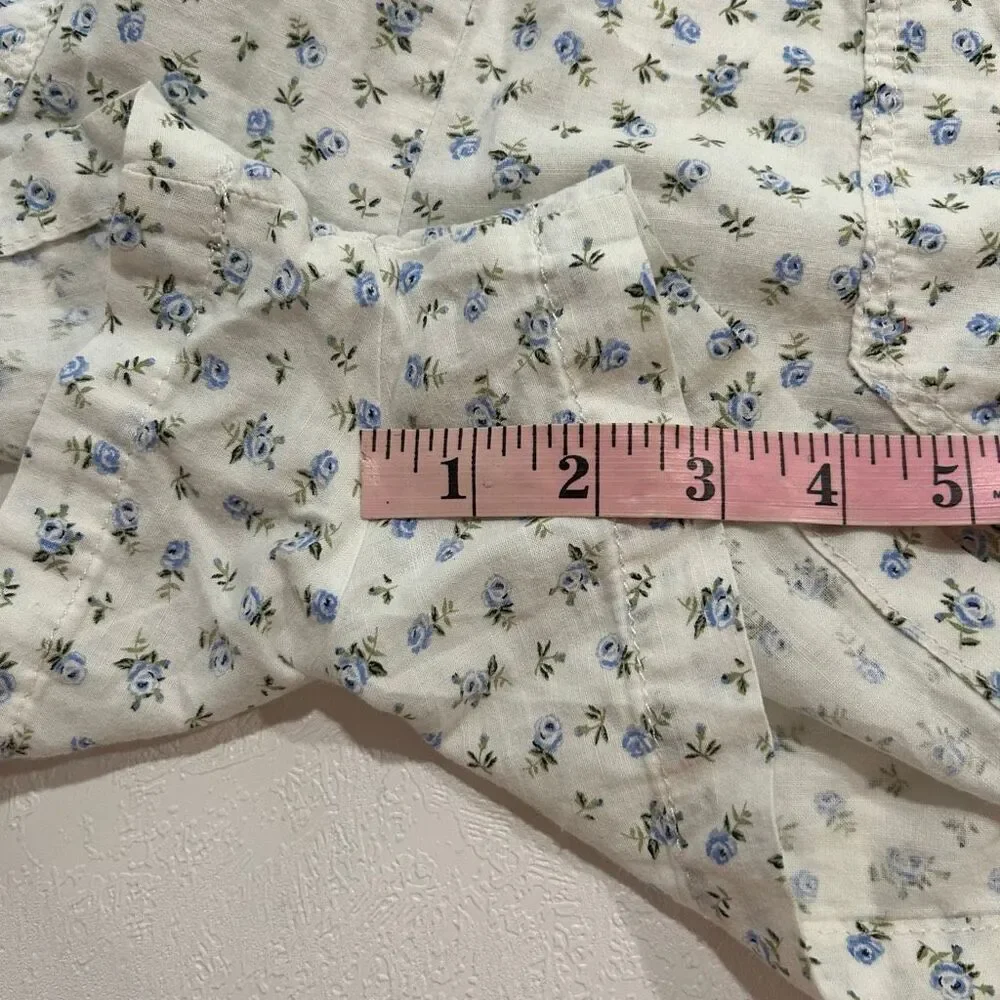 H&M Floral Lounge Pajama Shorts Size XL Blue Cottagecore Sleep Shorts